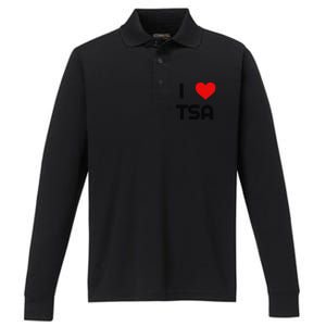 I Love The Tsa. Airport Vacation Travel And Flying Humor Performance Long Sleeve Polo