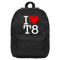 I Love T8 I Heart T8 I Love Heart T8 16 in Basic Backpack