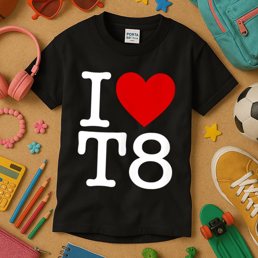 I Love T8 I Heart T8 I Love Heart T8 Kids T-Shirt