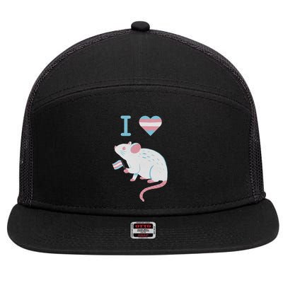 I Love Trans Mice Mouse Political  7 Panel Mesh Trucker Snapback Hat