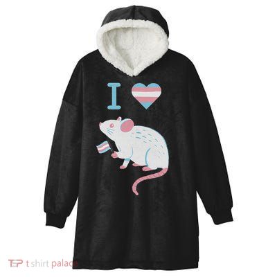 I Love Trans Mice Mouse Political  Hooded Wearable Blanket