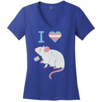 I Love Trans Mice Mouse Political  Women's V-Neck T-Shirt