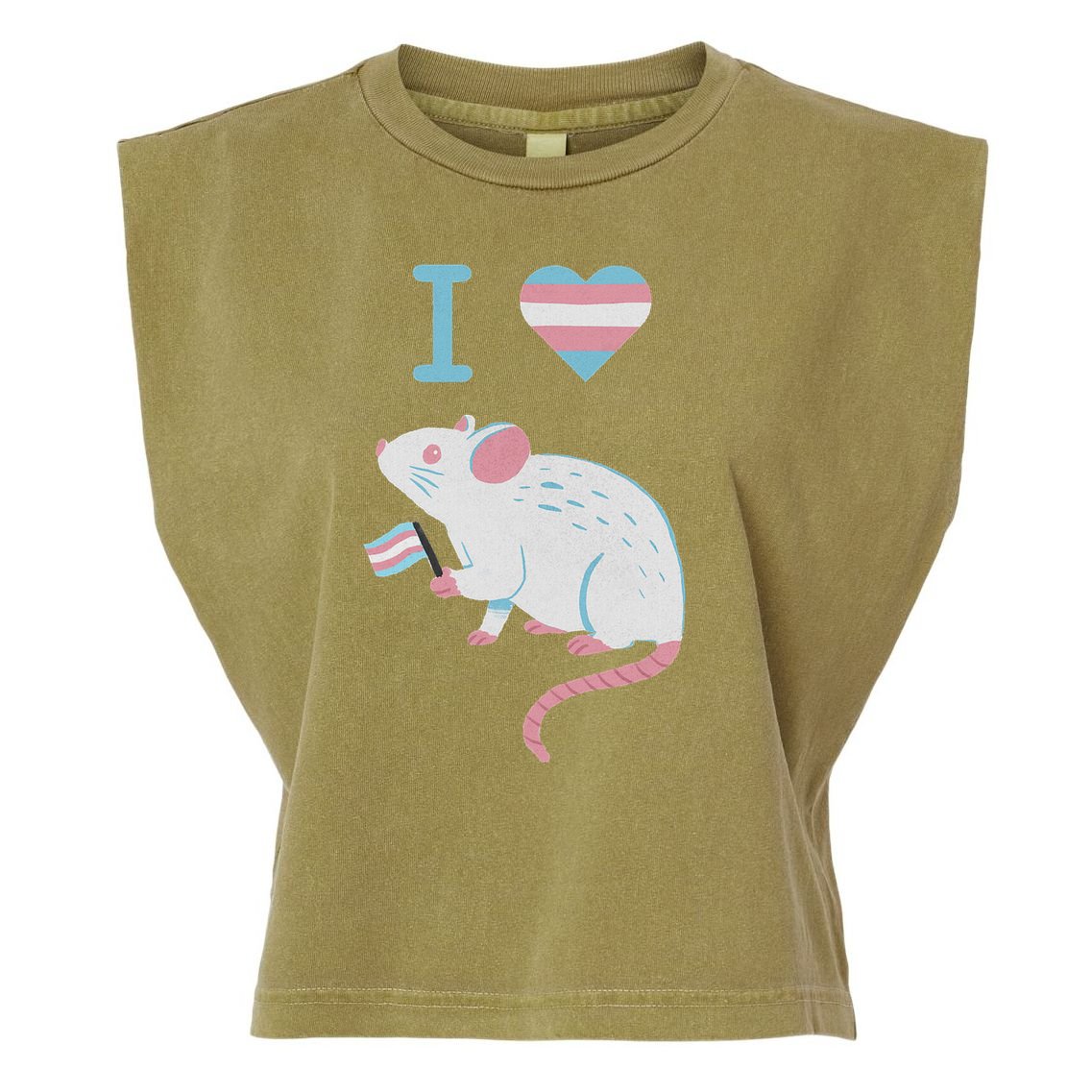 I Love Trans Mice Mouse Political  Garment-Dyed Women's Muscle Tee