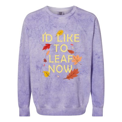 ID Like To Leaf Now Fall Autumn Colorblast Crewneck Sweatshirt