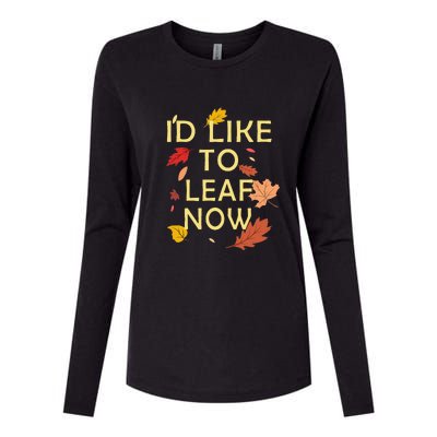 ID Like To Leaf Now Fall Autumn Womens Cotton Relaxed Long Sleeve T-Shirt