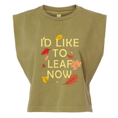 ID Like To Leaf Now Fall Autumn Garment-Dyed Women's Muscle Tee