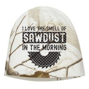 I Love The Smell Of Sawdust In The Morning Funny Woodworking Kati - Camo Knit Beanie