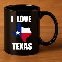 I Love Texas 11oz C Handle Ceramic Mug