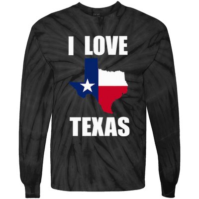I Love Texas Tie-Dye Long Sleeve Shirt
