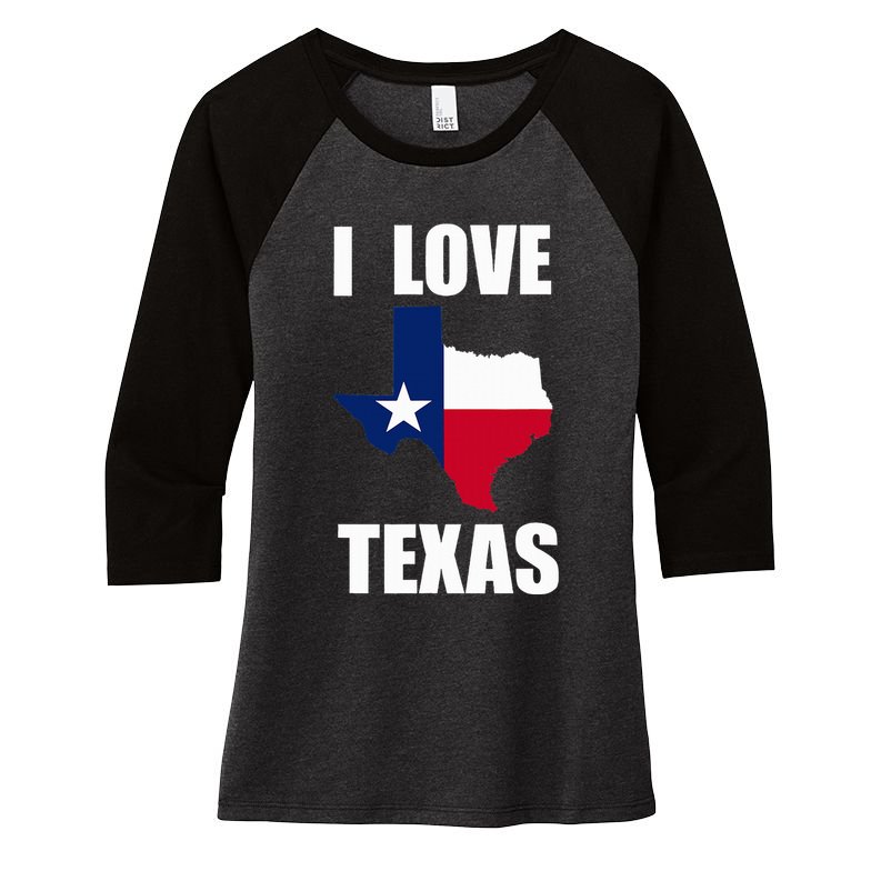I Love Texas Women's Tri-Blend 3/4-Sleeve Raglan Shirt