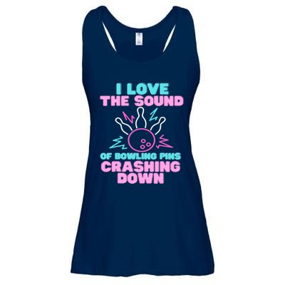 I Love The Sound Of Bowling Pins Crashing Down Funny Ten Pin Ladies Essential Flowy Tank