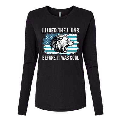 I Liked The Lions Before It Was Cool Lion In America Flag Womens Cotton Relaxed Long Sleeve T-Shirt