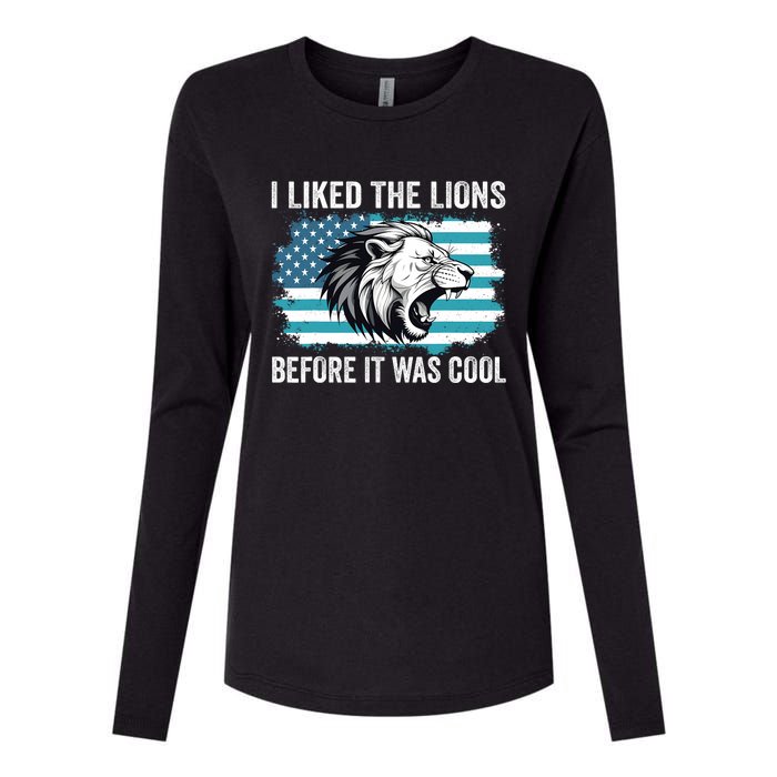 I Liked The Lions Before It Was Cool Lion In America Flag Womens Cotton Relaxed Long Sleeve T-Shirt