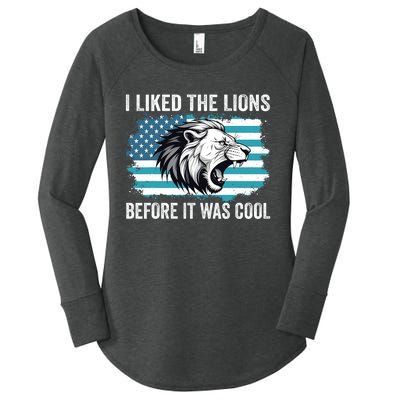 I Liked The Lions Before It Was Cool Lion In America Flag Women's Perfect Tri Tunic Long Sleeve Shirt