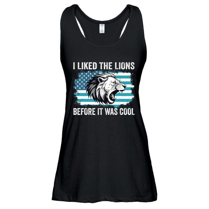 I Liked The Lions Before It Was Cool Lion In America Flag Ladies Essential Flowy Tank