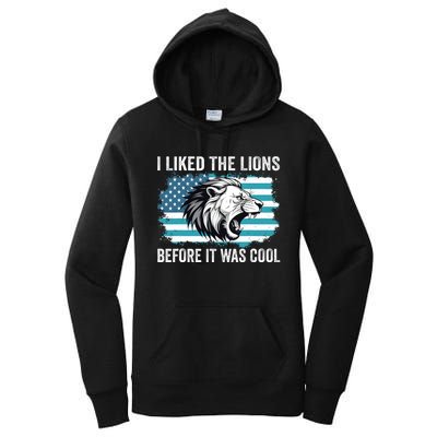 I Liked The Lions Before It Was Cool Lion In America Flag Women's Pullover Hoodie