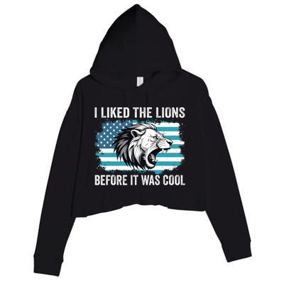 I Liked The Lions Before It Was Cool Lion In America Flag Crop Fleece Hoodie