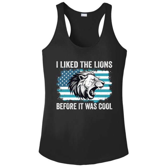 I Liked The Lions Before It Was Cool Lion In America Flag Ladies PosiCharge Competitor Racerback Tank