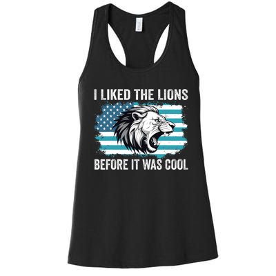 I Liked The Lions Before It Was Cool Lion In America Flag Women's Racerback Tank