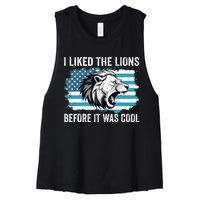 I Liked The Lions Before It Was Cool Lion In America Flag Women's Racerback Cropped Tank