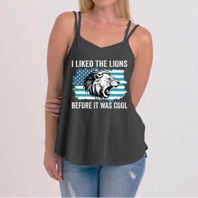 I Liked The Lions Before It Was Cool Lion In America Flag Women's Strappy Tank