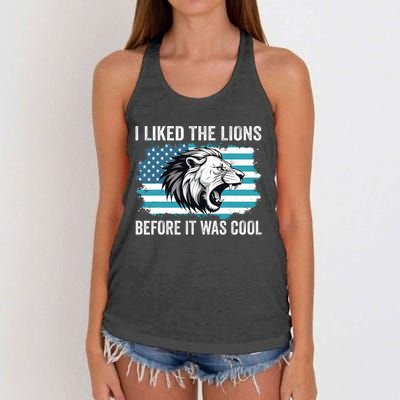 I Liked The Lions Before It Was Cool Lion In America Flag Women's Knotted Racerback Tank