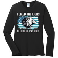 I Liked The Lions Before It Was Cool Lion In America Flag Ladies Long Sleeve Shirt