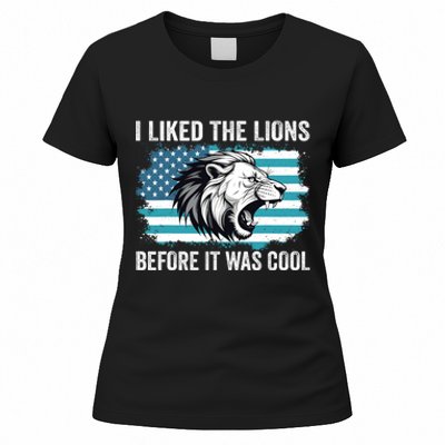 I Liked The Lions Before It Was Cool Lion In America Flag Women's T-Shirt