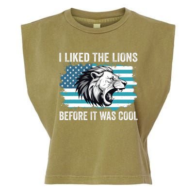 I Liked The Lions Before It Was Cool Lion In America Flag Garment-Dyed Women's Muscle Tee