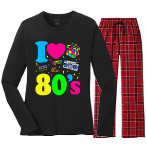 I Love The 80s Clothes For Women And Men Party Funny Women's Long Sleeve Flannel Pajama Set 