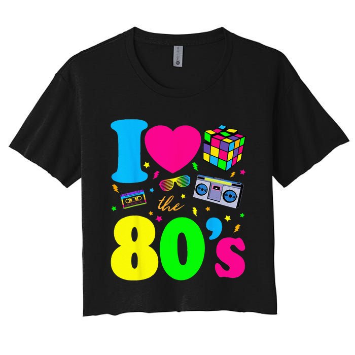 I Love The 80s Clothes For Women And Men Party Funny Women's Crop Top Tee