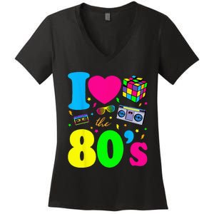 I Love The 80s Clothes For Women And Men Party Funny Women's V-Neck T-Shirt