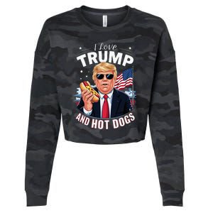 I Love Trump And Hot Dogs Hilarious Conservative Cropped Pullover Crew