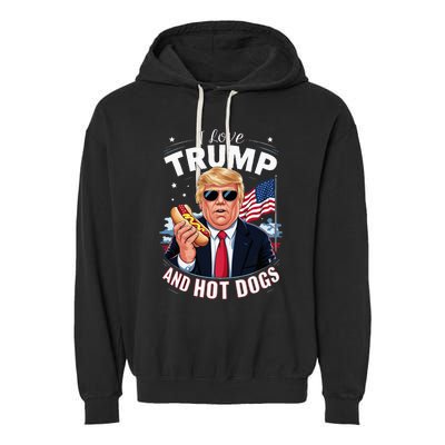 I Love Trump And Hot Dogs Hilarious Conservative Garment-Dyed Fleece Hoodie