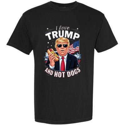 I Love Trump And Hot Dogs Hilarious Conservative Garment-Dyed Heavyweight T-Shirt