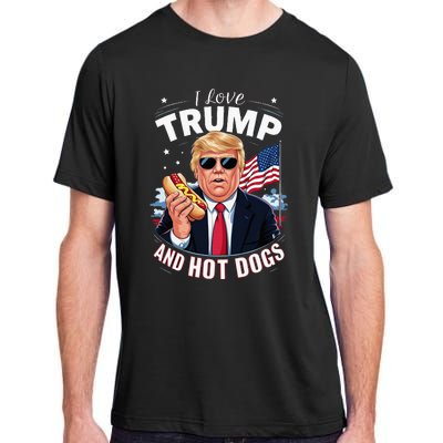 I Love Trump And Hot Dogs Hilarious Conservative Adult ChromaSoft Performance T-Shirt