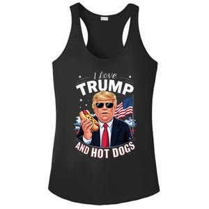 I Love Trump And Hot Dogs Hilarious Conservative Ladies PosiCharge Competitor Racerback Tank