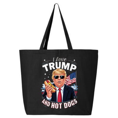 I Love Trump And Hot Dogs Hilarious Conservative 25L Jumbo Tote