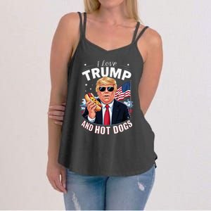 I Love Trump And Hot Dogs Hilarious Conservative Women's Strappy Tank