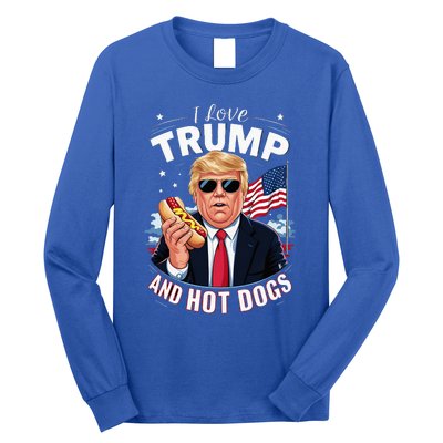 I Love Trump And Hot Dogs Hilarious Conservative Long Sleeve Shirt