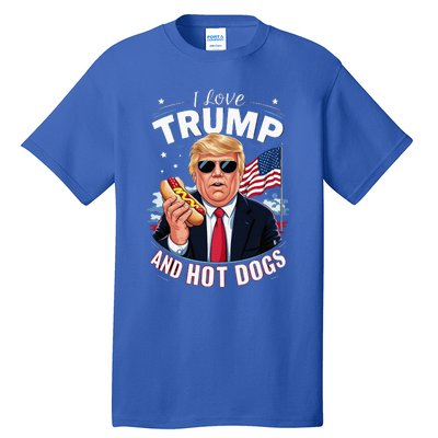 I Love Trump And Hot Dogs Hilarious Conservative Tall T-Shirt