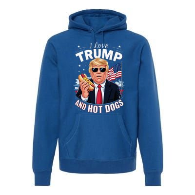 I Love Trump And Hot Dogs Hilarious Conservative Premium Hoodie