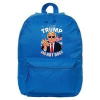 I Love Trump And Hot Dogs Hilarious Conservative 16 in Basic Backpack