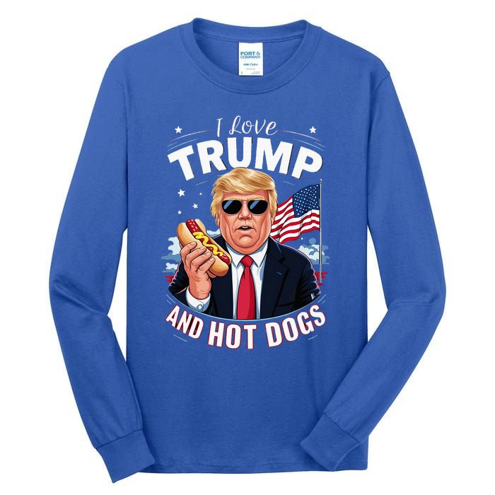 I Love Trump And Hot Dogs Hilarious Conservative Tall Long Sleeve T-Shirt