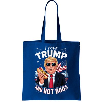 I Love Trump And Hot Dogs Hilarious Conservative Tote Bag