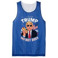 I Love Trump And Hot Dogs Hilarious Conservative Mesh Reversible Basketball Jersey Tank