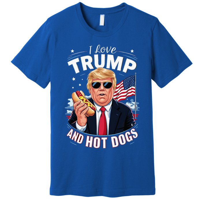 I Love Trump And Hot Dogs Hilarious Conservative Premium T-Shirt