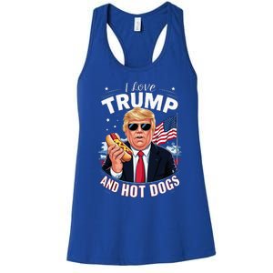 I Love Trump And Hot Dogs Hilarious Conservative Women's Racerback Tank