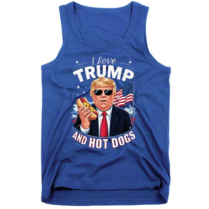 I Love Trump And Hot Dogs Hilarious Conservative Tank Top