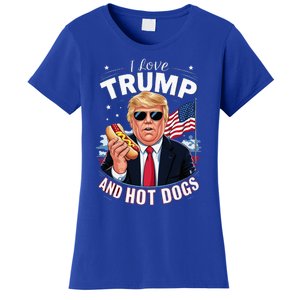 I Love Trump And Hot Dogs Hilarious Conservative Women's T-Shirt